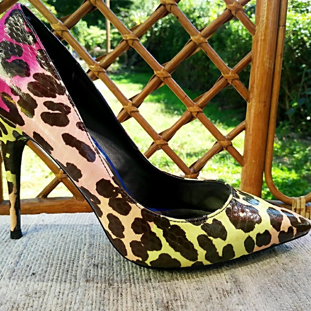 Electrik Pointed Toe Leopard Print Heels